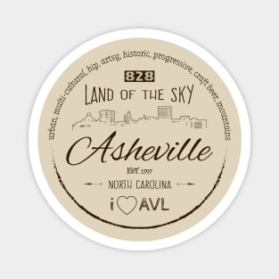 Asheville, NC Word Cloud - Brown 16 Magnet